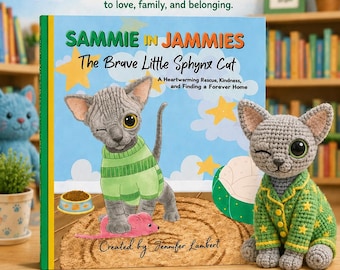 Sammie in Jammies Rescue Cat Book Personalized Children Story Gift Signed Kids Sphynx Adoption Pet Narrative Compassion Teaching Kindness