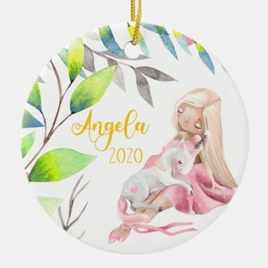 Ballerina Baby Unicorn Christmas Ornament Custom Made and Personalized Girls Keepsake Unicorn Lover Gift Stocking Stuffer Balet Ornament