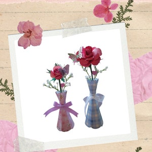 Paper Rose Bud Vase with Vase Customizable Custom Made Valentine&#39;s Day, Mother&#39;s Day, Birthday Paper Anniversary Gift For Women Flowers