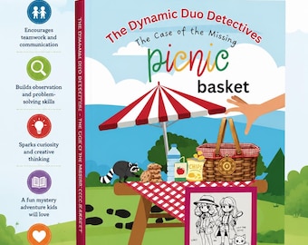 Girls The Dynamic Duo Detectives: The Case of the Missing Picnic Basket, Signed Mystery Book for Kids, Personalized Detective Adventure