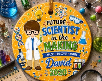 Future Science Boy Ornament, Chemist Gift, STEM Graduation KeepsakePersonalized