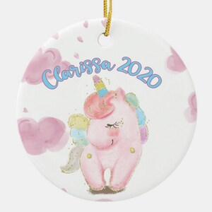 Baby Unicorn Christmas Ornament Custom Made and Personalized Girls Keepsake Unicorn Lover Gift Stocking Stuffer