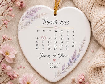 Wedding Date Gift, Married Ornament, Wedding Ornament, Anniversary Gift, Our First Christmas, Newlywed Gift, Keepsake Ornament Personalized