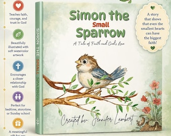 Simon The Small Sparrow, Christian Children’s Book About Faith, Signed Personalized Story Gift for Kids