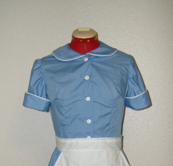 Blue Waitress Dress Costume Uniform Maid Blue Retro Diner Hostess Pinup  Halloween Rockabilly Outfit - Etsy