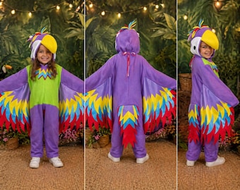 KIDS Plush Parrot Bird Halloween Costume You pick the colors Custom Made