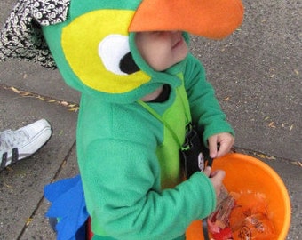 Kids Parrot Skully Scully Bird Halloween Costume in Fleece Custom Made