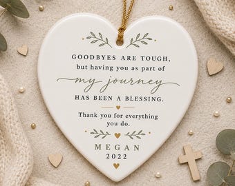 Mentor Thank You Keepsake, Goodbye Ornament, Coworker Leaving Gift, Friendship Farewell Ornament, Retirement Gift, Custom Ceramic Ornament