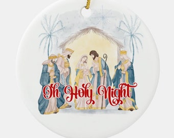 Jesus Christ Holy Night Nativity Christmas Ornament Custom Made Personalized Religious Christian Holiday Gift Present