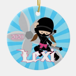 Ninja Girl Christmas Ornament Custom Made and Personalized Karate Stocking Stuffer Ninja Kids Gift Karate Kid Christmas Ornament