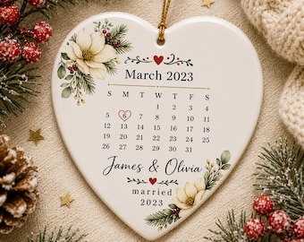 Married Ornament, Wedding Gift, Wedding Date Gift, Anniversary Gift, Our First Christmas, Newlywed Gift, Keepsake OrnamentPersonalized
