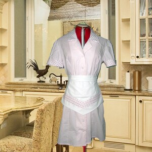 Alice Pink Polka Dot Retro Diner Uniform Dress Costume Pinup Hostess Halloween Custom Made