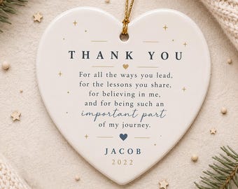Thank You Ornament, Mentor Appreciation Gift, Teacher Christmas Ornament, Thank You Keepsake for Coach, Parent, or Mentor Ceramic Ornament