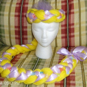 Boutique Custom Made Long Yarn Rapunzel Princess Halloween Costume Hair Wig Braid