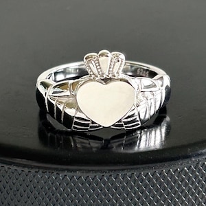 Hockey Ring, Silver Claddagh Ring, Hockey Jewelry for Women, Hockey Gifts for Her, Hockey Mom Jewelry, Dainty Ring for Girls, Promise Ring