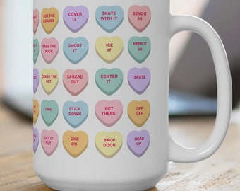 Hockey Mom Coffee Cup, Hockey Coffee Mug, Funny Coffee Mug for Mom, Billet Mom Thank You Gift, Conversation Hearts, Team Manager Gift