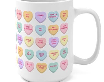 Hockey Goalie Mug Conversation Heart Coffee Cup for Her Thoughtful Gift Mom Valentine Morning Practice Rink  Coach Present Funny Phrase