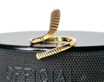 Hockey Ring for Girl, Hockey Jewelry for Her, Hockey Stick Ring, Gold Adjustable Ring for Women, Hockey Gift for Girlfriend, Hockey Mom SWAG