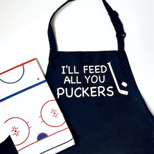 Funny Hockey Apron for Him, Hockey Gifts for Men, Grilling Set for Dad, Thank you gift for Coach, Team Manager Gift, Billet Mom BBQ Gifts