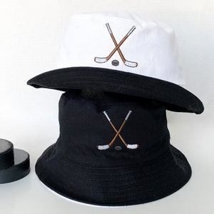 Hockey Bucket Hat, Hockey Gifts for Men, Beer League Hockey Hat for Dad, Funny Gifts for Teen, Summer Hats for Kids, Team Gifts, Hockey Swag