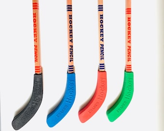 4 Hockey Stick Pencils, Hockey School Supplies for Girls, Hockey Party Favors, Office Supplies, Swag Bag Hockey Gifts for Boys, Team Gifts