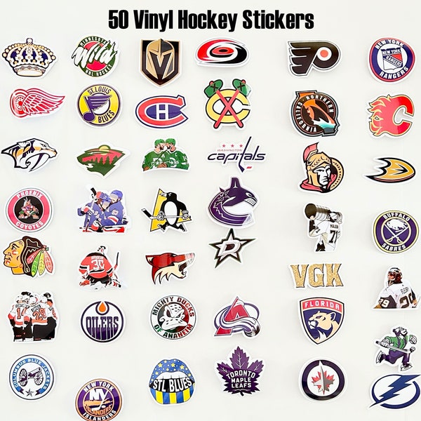 50 Hockey Stickers, Hockey Gifts for Boys, Hockey Tournament Swag for Girls, Hockey Party Favors for Team, Vinyl Stickers for Water Bottle