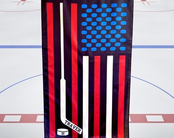 Bandeira de goleiro de hóquei, decoração de hóquei para quarto, presentes personalizados de hóquei para meninos, presentes para goleiras, presentes para goleiras, decoração para quarto masculino