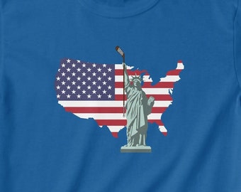 Hockey Shirt for Boys, Hockey Gifts for Girls, Team Gift Ideas, Statue of Liberty, New York Rangers, America Tshirt, Patriotic Gift, SWAG
