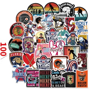 100 Hockey Stickers, Water Proof Stickers for Boy, Hockey Tournament Gift Idea for Girl, Hockey Gifts for Team, Hockey Swag, Party Favors