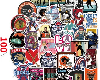 100 Hockey Stickers, Water Proof Stickers for Boy, Hockey Tournament Gift Idea for Girl, Hockey Gifts for Team, Hockey Swag, Party Favors