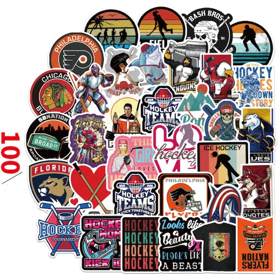 100 Hockey Stickers, Water Proof Stickers for Boy, Hockey