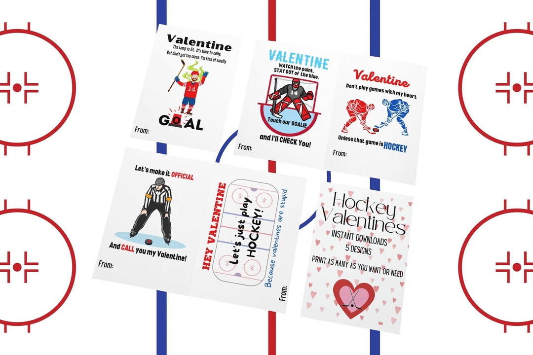 Hockey Valentines Hockey Valentine s Day Cards For Boys INSTANT DOWNLOADS Sports Valentines