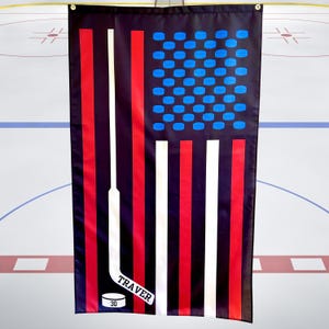 Hockey Wall Flag Hockey Room Sports Decor Man Cave Decoration Personalized Hockey Decoration American Flag Patriotic Design Bedroom Wall image 9