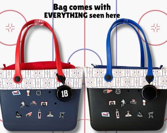 Hockey Mom Tote Bag, Hockey Gifts for Women, Hockey Bag, Team Manager Gift, Personalized Gift for Mom, Hockey Mom Gifts, Hockey Rubber Bag