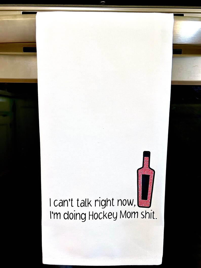 Hockey Towel, Funny Kitchen Towel, Hockey Decor, Hockey Gift for Woman, Funny Tea Towel for Mom, Birthday Gift for Best Friend, Sports Towel image 2