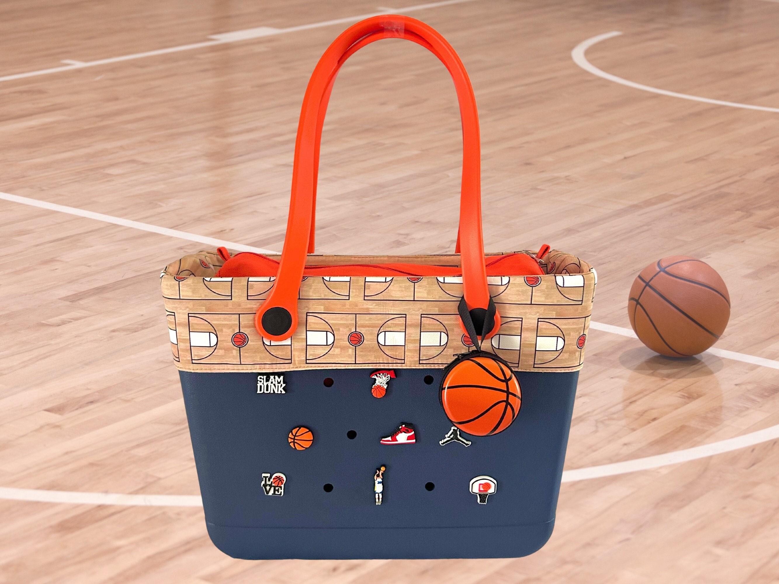  AUUXVA Canvas Tote Bag Heart Shape Basketball Sports