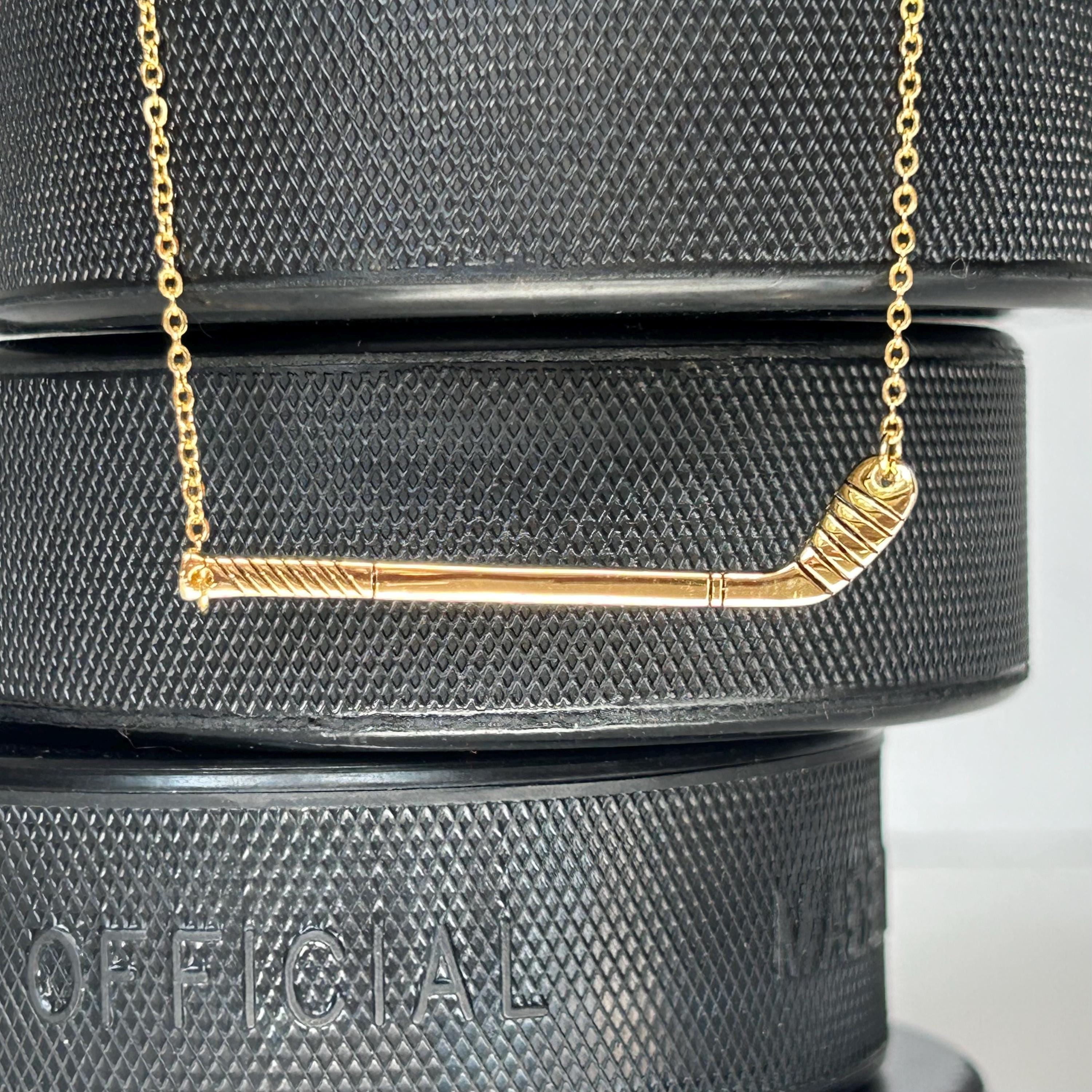 Hockey Necklace, Gold Hockey Stick Necklace for Her, Hockey Mom Necklace, Hockey Gifts for Girls, Hockey Jewelry for Women, Graduation Gift
