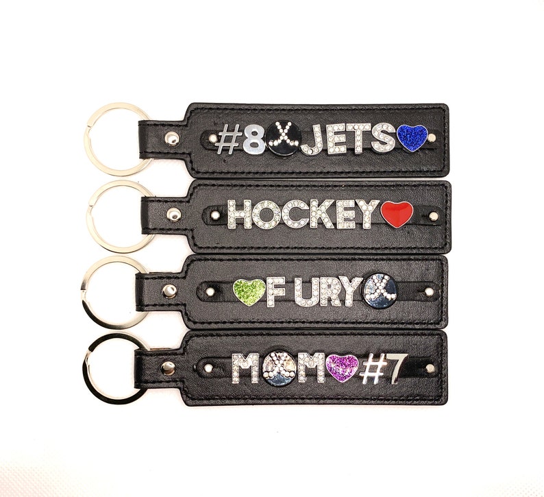 Hockey Key Chain, Hockey Key Ring, Personalized Hockey Gifts for Mom, Ice Hockey Gifts for Women, Birthday Gift for Best Friend, Hockey SWAG image 2
