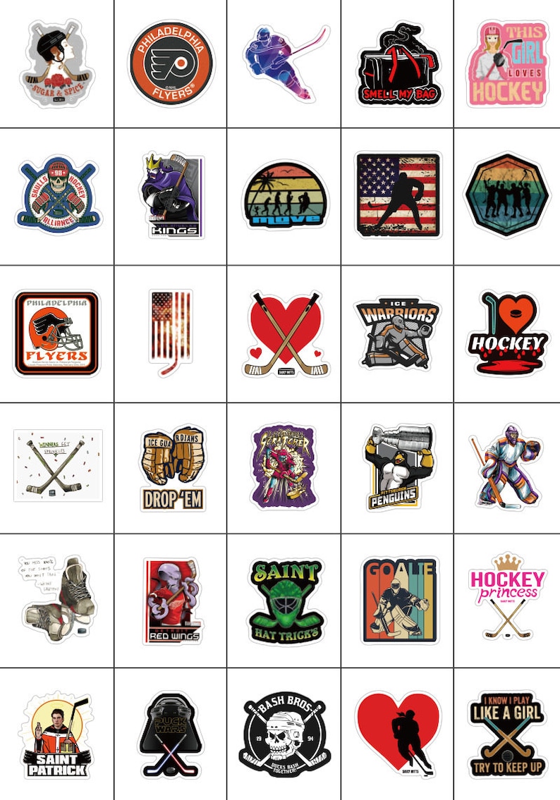 100 Ice Hockey Stickers Vinyl Decals Waterproof Fade proof Etsy