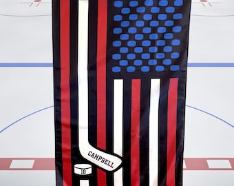 Hockey-Wand-Flaggen-Hockey-Raum-Sport-Dekor-Mannhöhlen-Dekoration Personalisierte Hockey-Dekoration-Amerikanische Flagge Vaterländische Entwurfs-Schlafzimmer-Wand