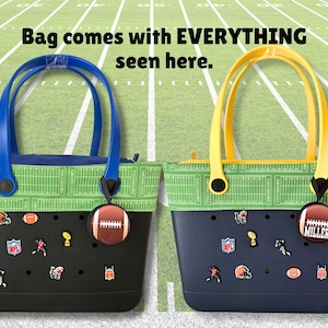 Football Mom Tote Bag, Football Bag, Sports Mom Rubber Tote Bag with Zipper, Team Manager Gift for Her, Personalized FootBall Gifts for Mom