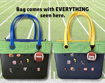 Football Mom Tote Bag, Football Bag, Sports Mom Rubber Tote Bag with Zipper, Team Manager Gift for Her, Personalized FootBall Gifts for Mom