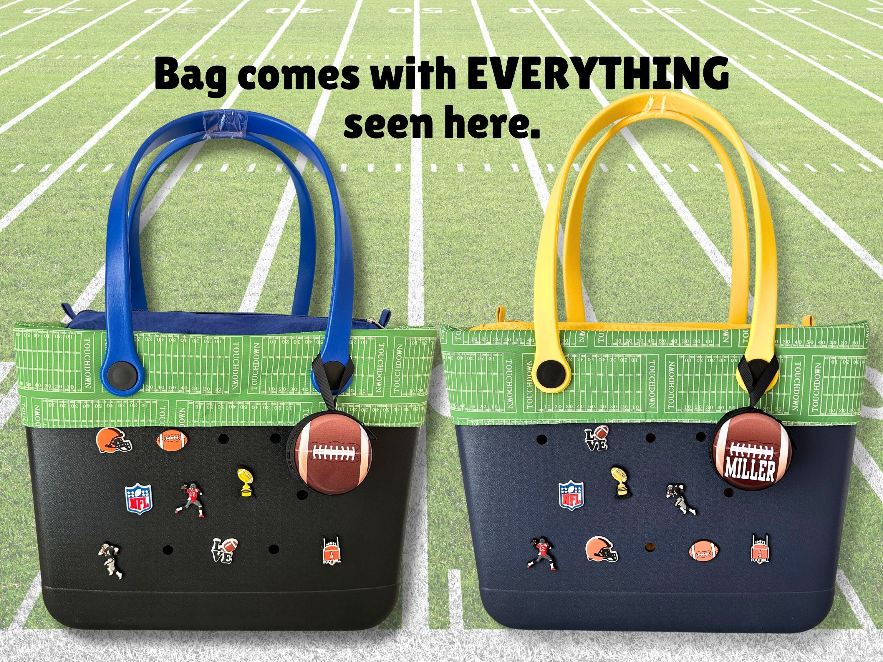 Football Mom Tote Bag, Football Bag, Sports Mom Rubber Tote Bag with Zipper, Team Manager Gift for Her, Personalized FootBall Gifts for Mom