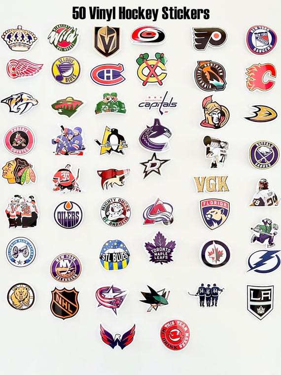 50 Hockey Stickers, Hockey Gifts for Boys, Hockey Tournament Swag for Girls, Hockey Party Favors for Team, Vinyl Stickers for Water Bottle