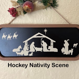 Hockey Raumdekor, Hockey Wandkunst, Einzigartige Krippe, Hockey Geschenk für Trainer, Weihnachtsdekor für Hockey Mom, Lustige Weihnachtsschilder für