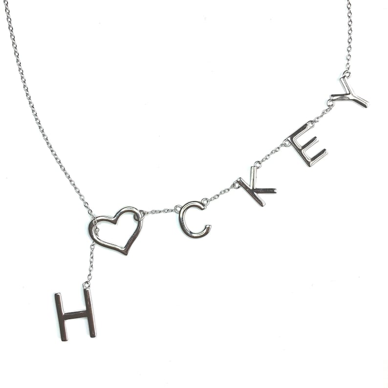 Women Sports Jewelry Hockey Heart Pendant Sterling Silver Necklace Hockey Mom Gift Special Present Player Fan Accessory Graduation Gift Unique Design Sports Enthusiast Token Team Support Symbol Hockey Lover Keepsake Silver Charm Elegant