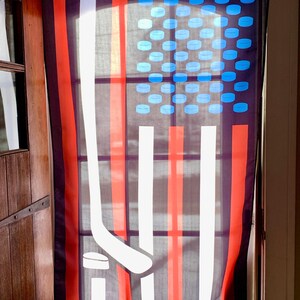 Hockey Wall Flag Hockey Room Sports Decor Man Cave Decoration Personalized Hockey Decoration American Flag Patriotic Design Bedroom Wall image 8