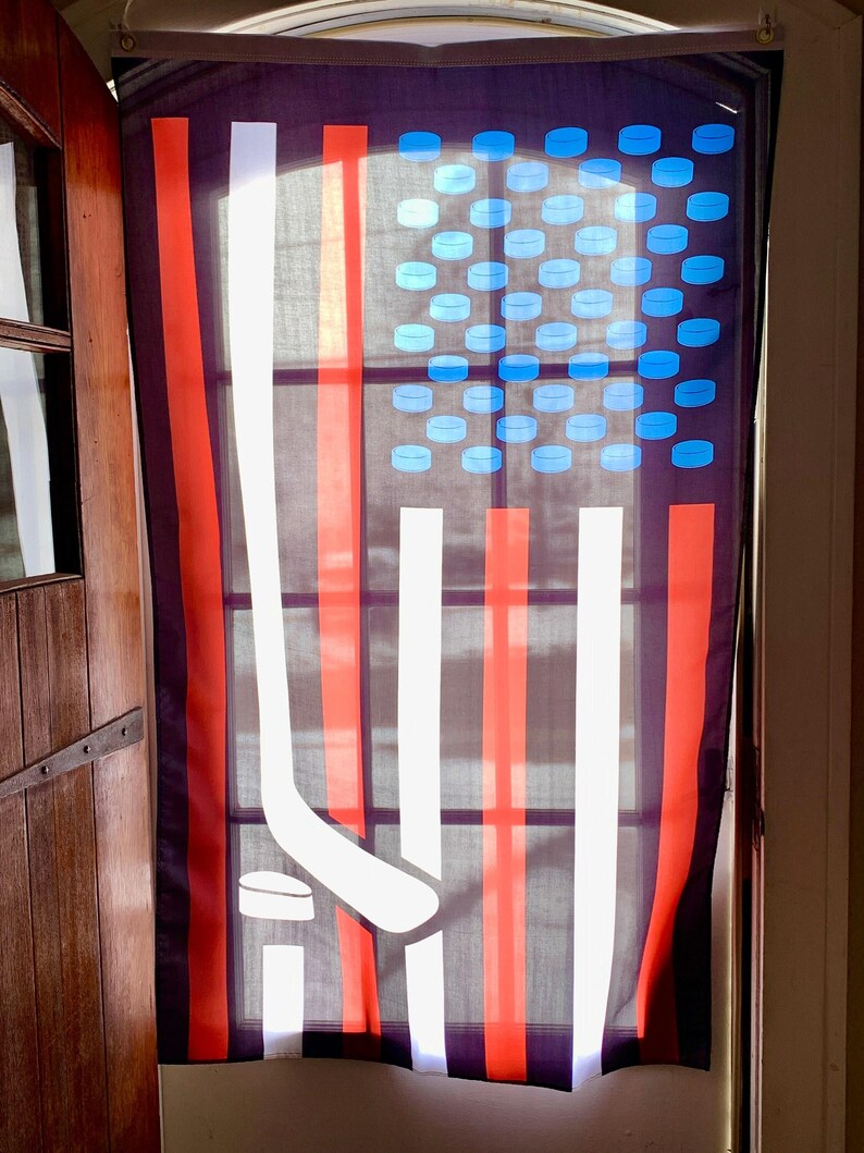 Hockey Wall Flag Hockey Room Sports Decor Man Cave Decoration Personalized Hockey Decoration American Flag Patriotic Design Bedroom Wall image 8