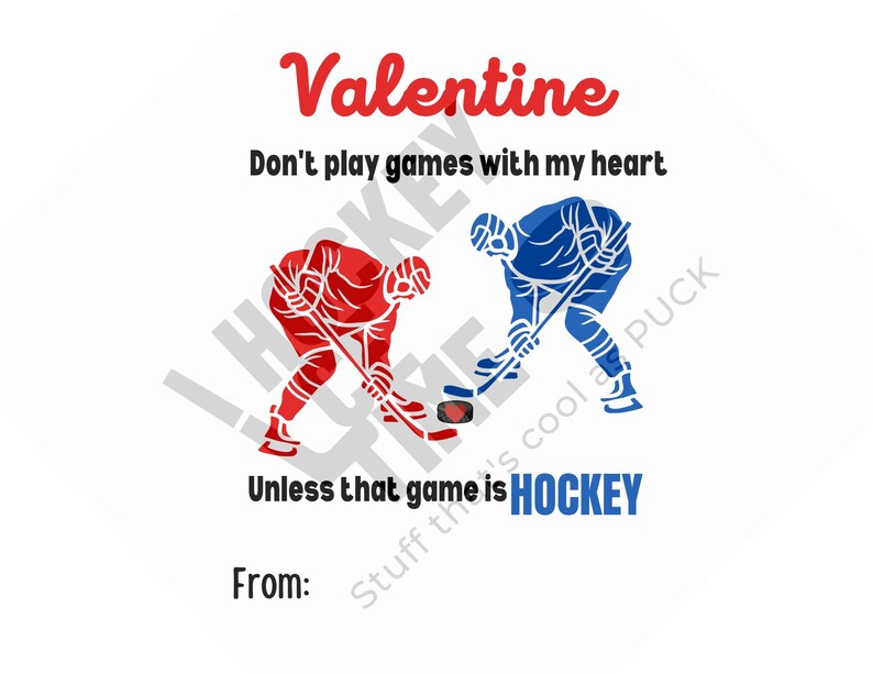 Hockey Valentines Hockey Valentine s Day Cards For Boys Etsy