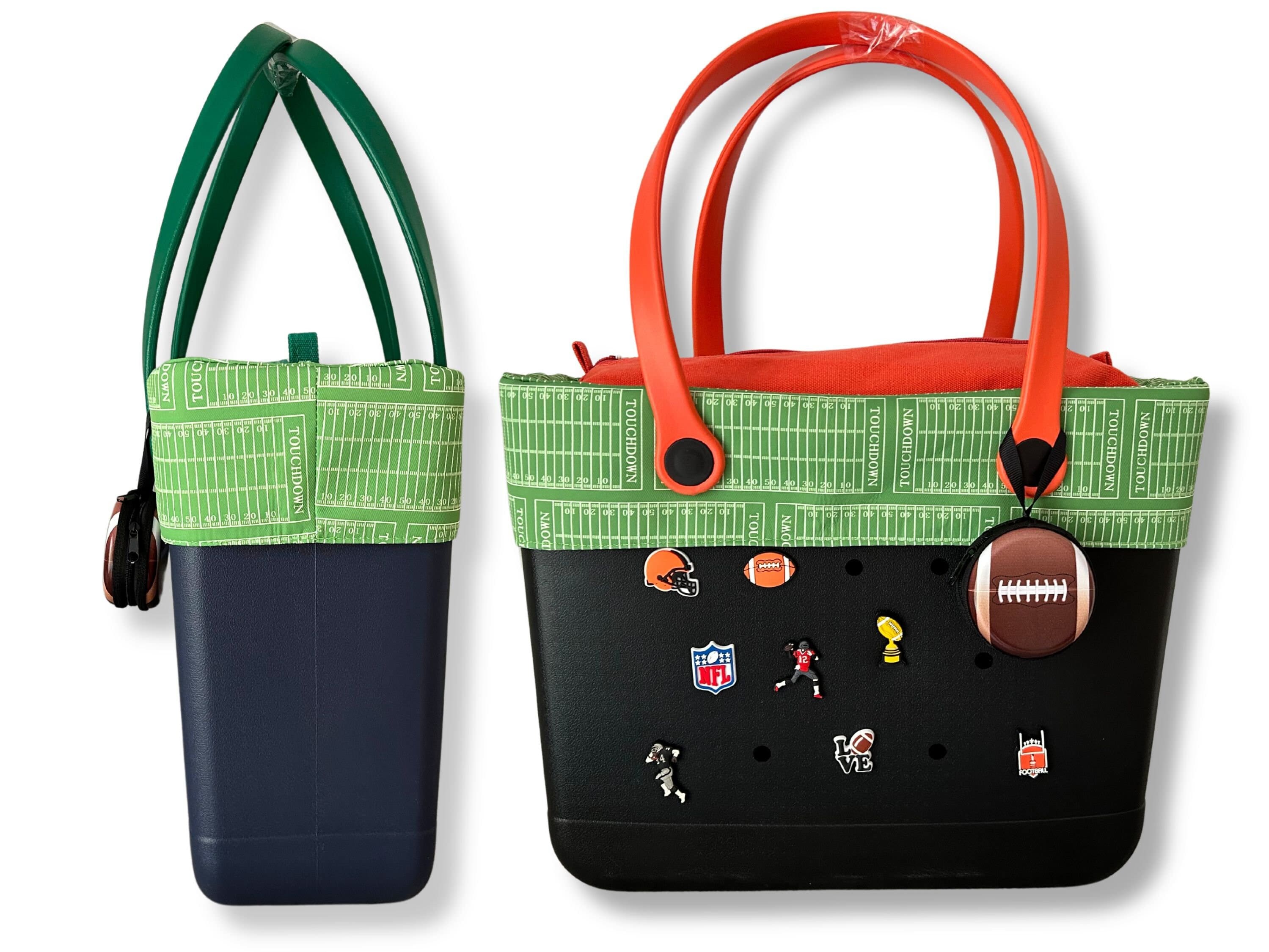 Football Mom Tote Bag, Football Bag, Sports Mom Rubber Tote Bag with Zipper, Team Manager Gift for Her, Personalized FootBall Gifts for Mom